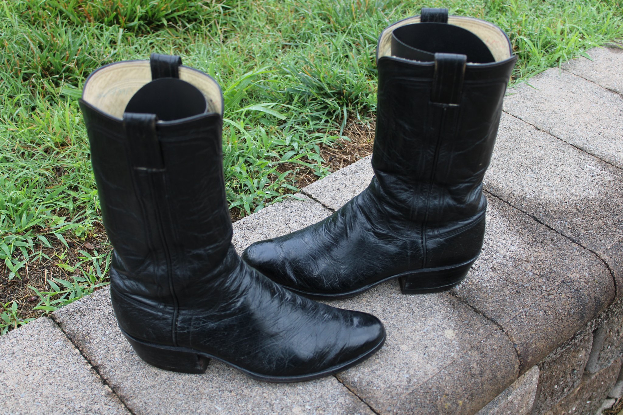 M.L. Leddy M.L. Leddy's Men's Black Smooth Ostrich Cowboy Boots