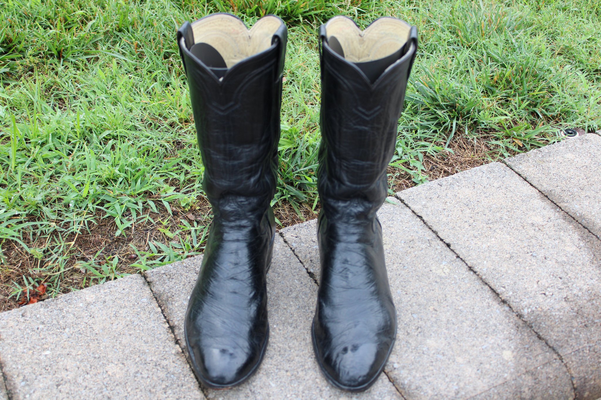 M.L. Leddy M.L. Leddy's Men's Black Smooth Ostrich Cowboy Boots