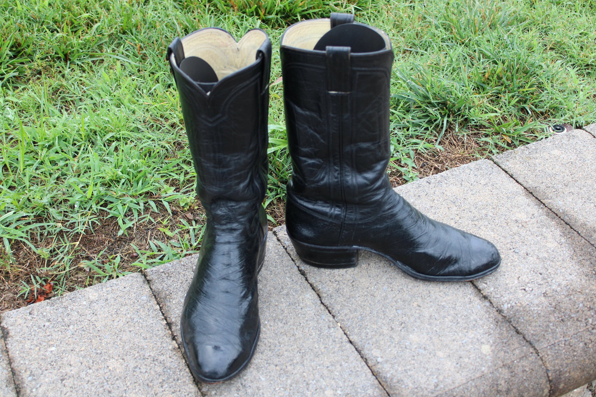 M.L. Leddy M.L. Leddy's Men's Black Smooth Ostrich Cowboy Boots