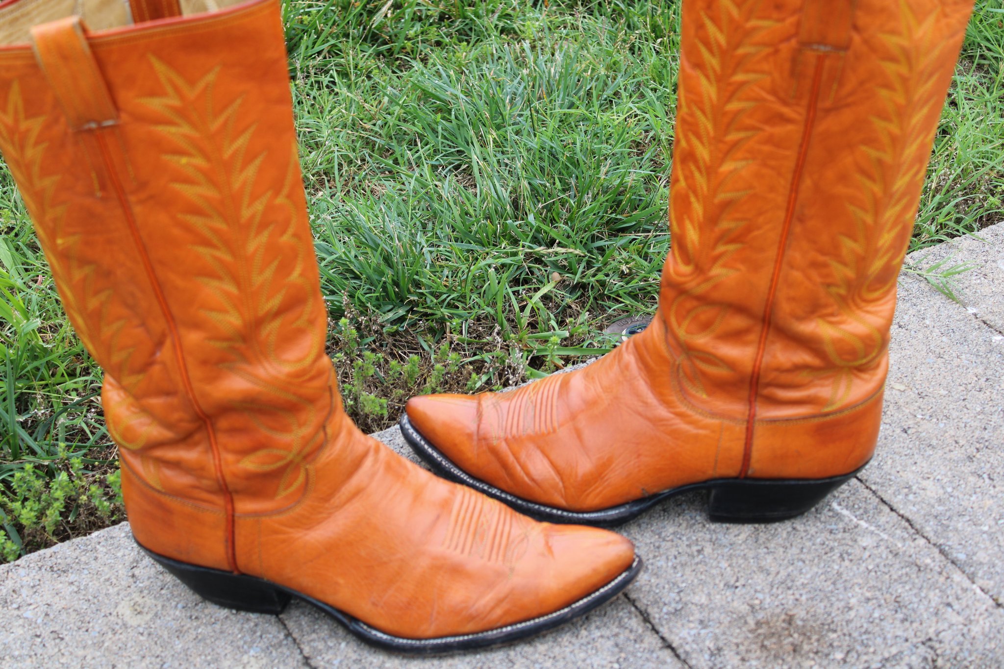 M.L. Leddy M.L. Leddy's Tan Calfskin Men's Cowboy Boots