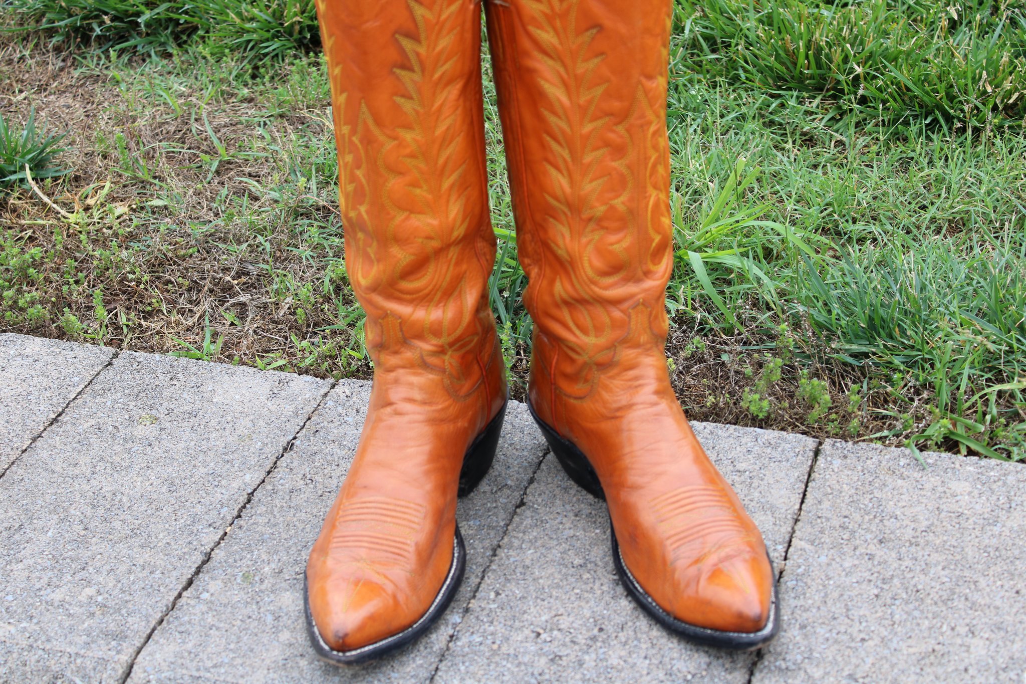 M.L. Leddy M.L. Leddy's Tan Calfskin Men's Cowboy Boots