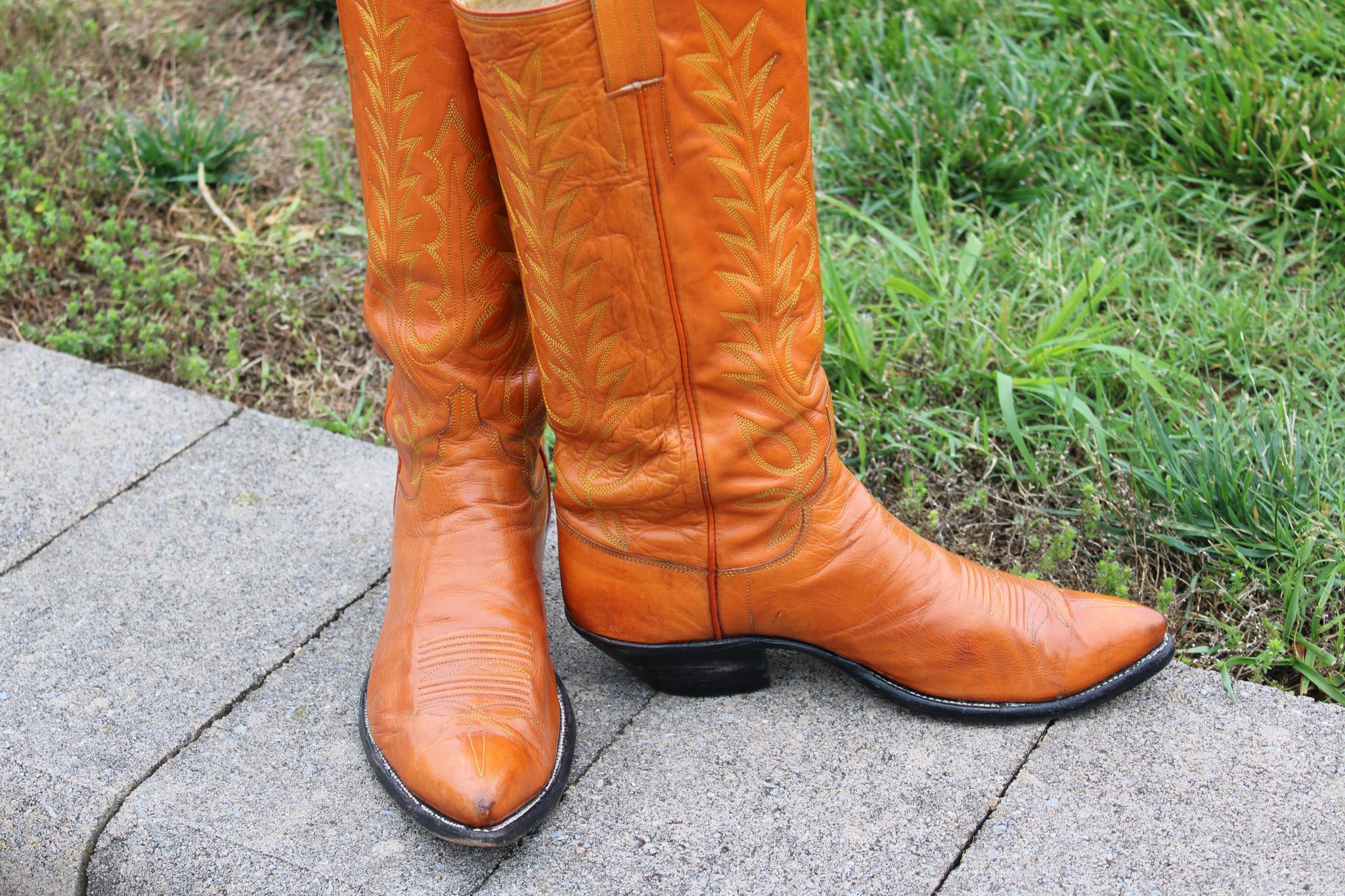 M.L. Leddy M.L. Leddy's Tan Calfskin Men's Cowboy Boots