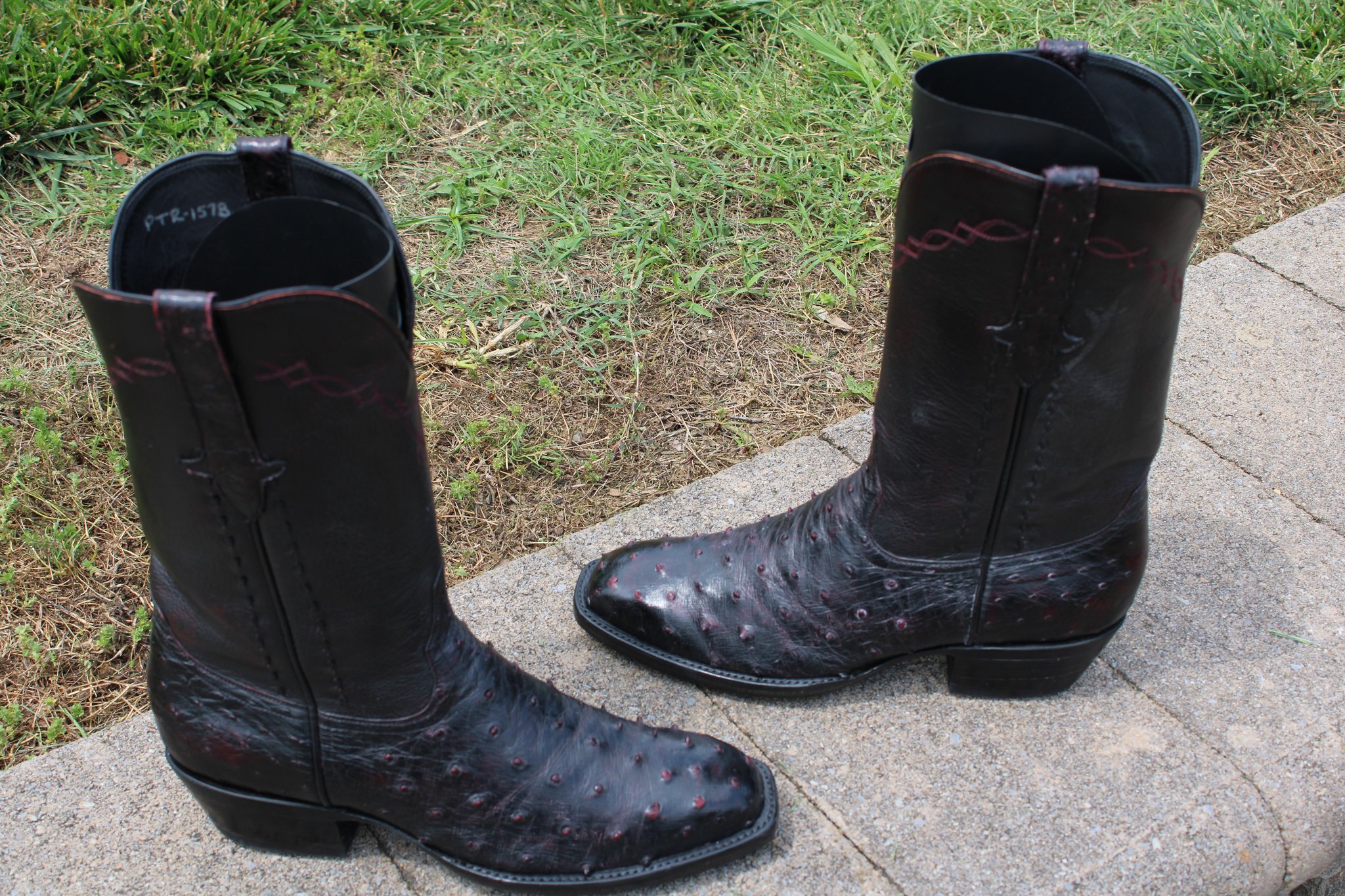 Stallion Boot Company 14 Stallion Black Cherry FQ Ostrich 9.5 D