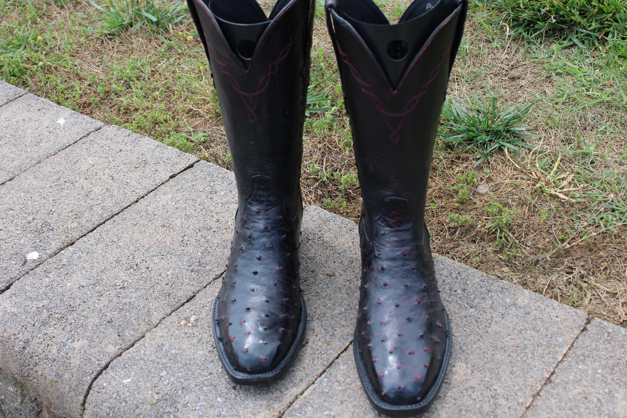Stallion Boot Company 14 Stallion Black Cherry FQ Ostrich 9.5 D