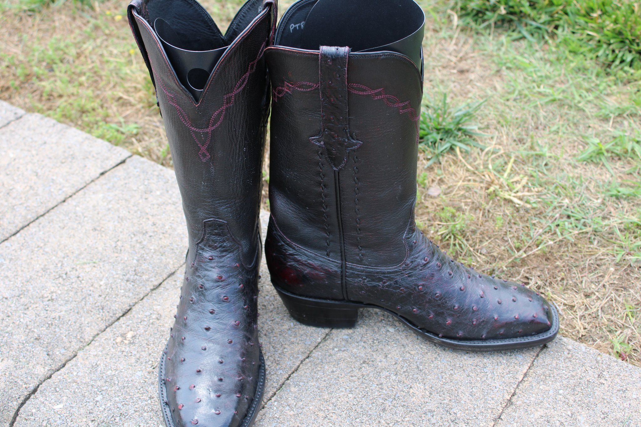 Stallion Boot Company 14 Stallion Black Cherry FQ Ostrich 9.5 D