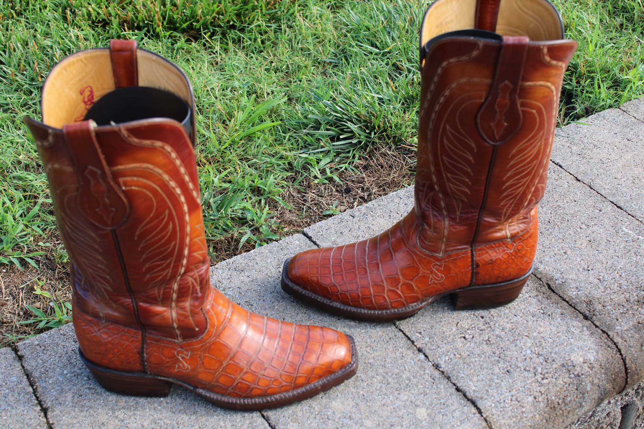 T.O. Stanley T. O. Stanley Men's Cognac Alligator Cowboy Boots