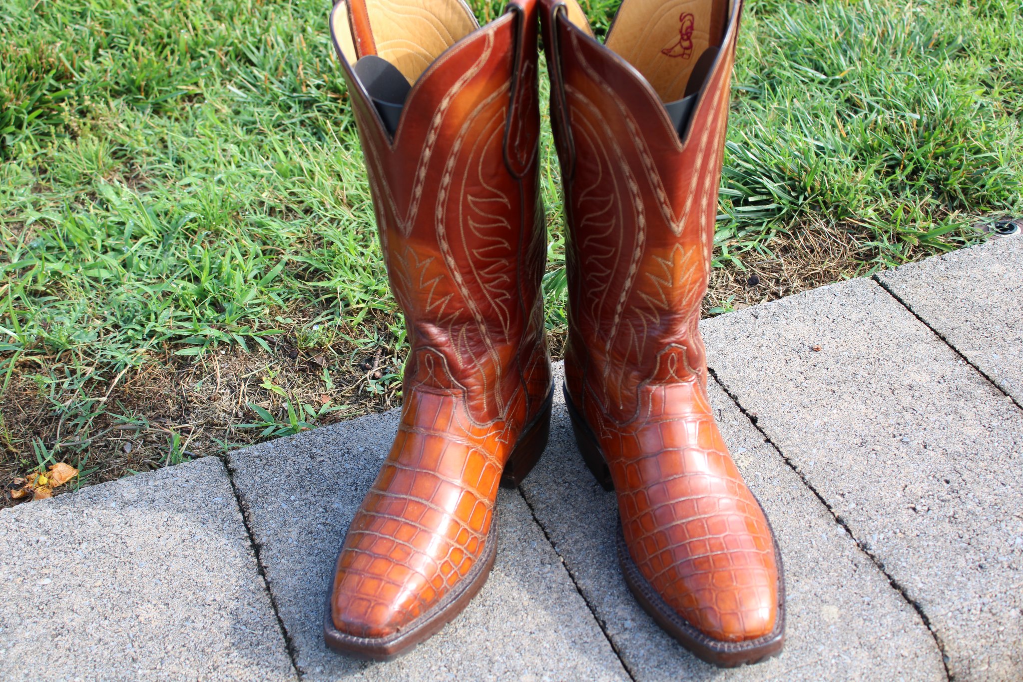T.O. Stanley T. O. Stanley Men's Cognac Alligator Cowboy Boots