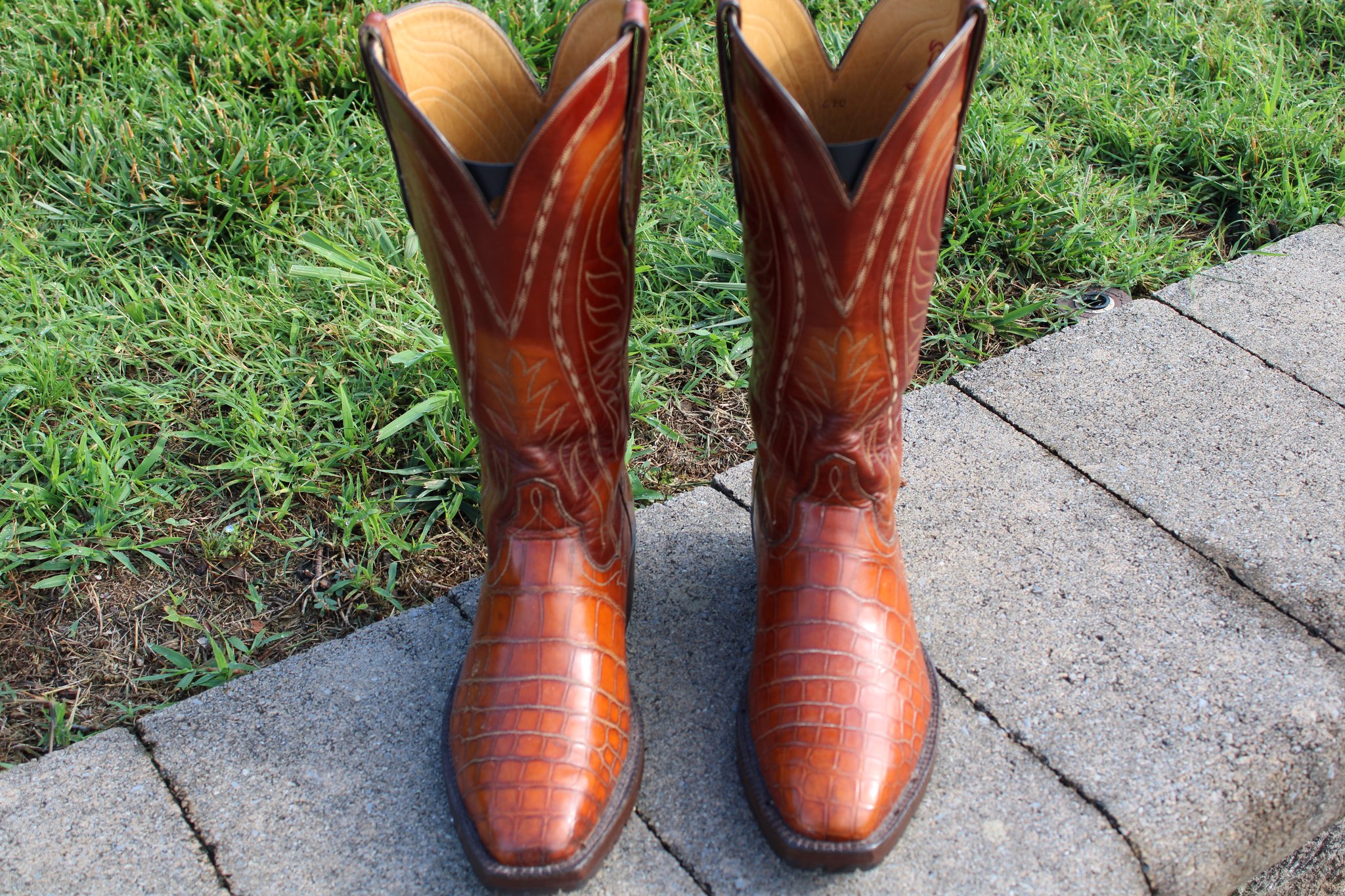 T.O. Stanley T. O. Stanley Men's Cognac Alligator Cowboy Boots