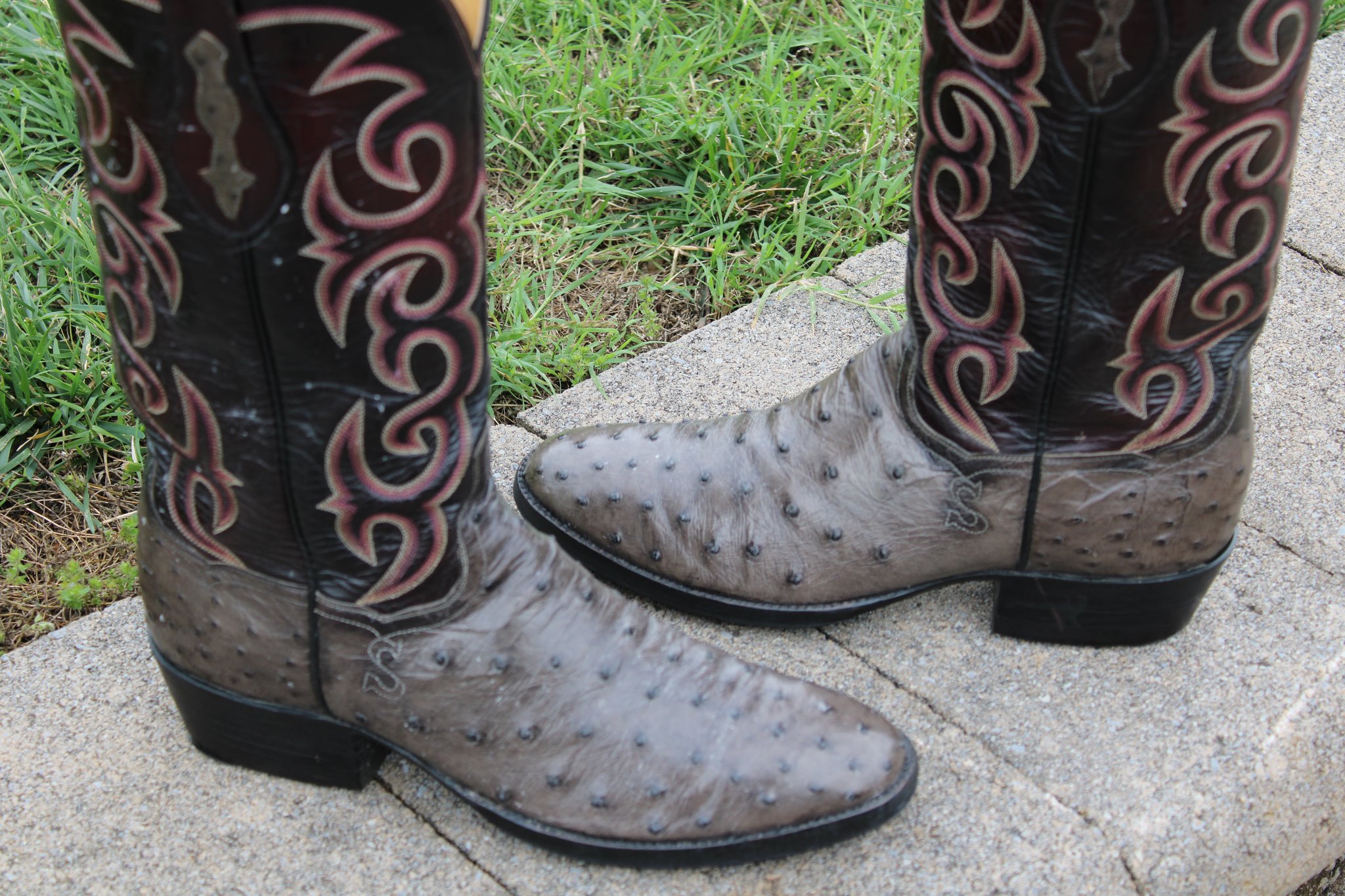 T.O. Stanley T.O. Stanley Grey Full Quill Ostrich Men's Cowboy Boots
