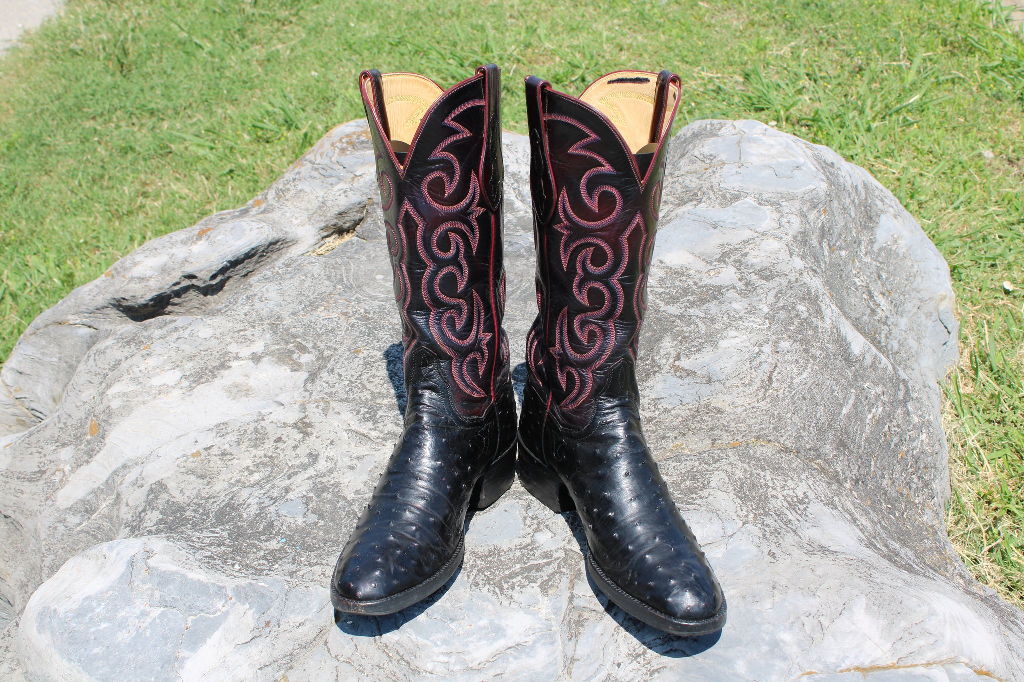 T.O. Stanley T.O. Stanley Black Full Quill Ostrich Men's Cowboy Boots